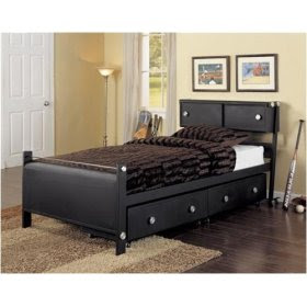 Twin Size  Measurements on Powell Z Bedroom Twin Size Bookcase Bed With Flat Panel Footboard