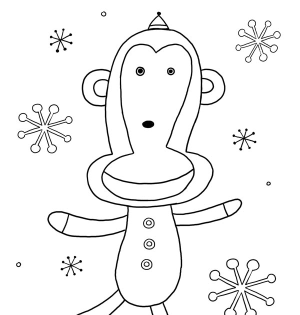 Sock Monkey Insanity: Sock Monkey Coloring Book...Page 2
