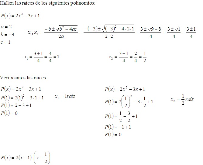 EJERCICIO POLINOMIOS ejercicio polinomios: