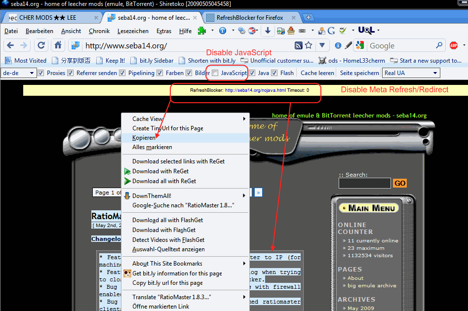 How to make JavaScript on sites not a must! Leecher Mods