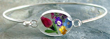 Real Flower and Sterling Silver Bangle