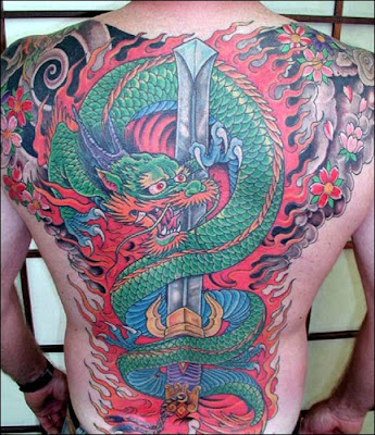 Beautiful Japanese Dragon Tattoo with Colorful Design