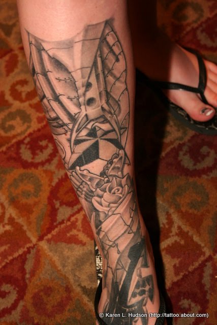 leg tattoo pictures 3D Biomechanical Leg Tattoo