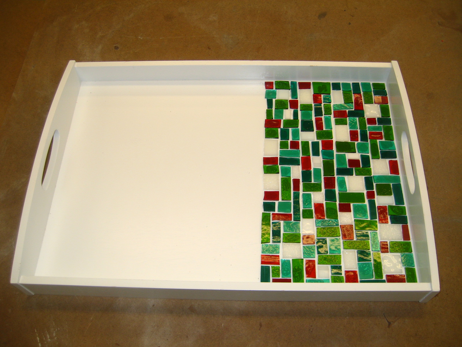 flint handmade PiP = Project in Process Glass Mosaic Tray