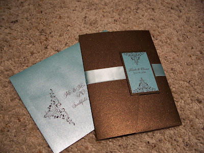  metallic cardstock colors of Tiffany Blue and Chocolate Brown