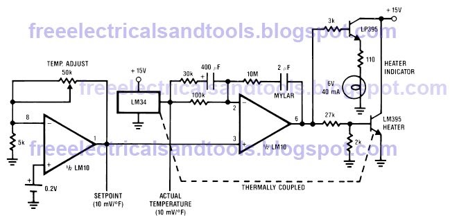 Swith For diagram: Precision Fahrenheit Temperature Sensors Using LM34 IC’s