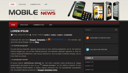 Free Blogger Templates Download: Mobile News
