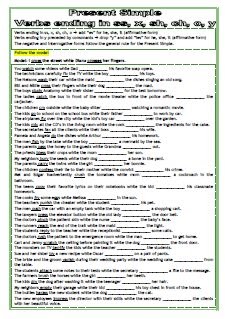 SOS - inglês online: Present Simple ending in ss, sh, ch, x, o, y