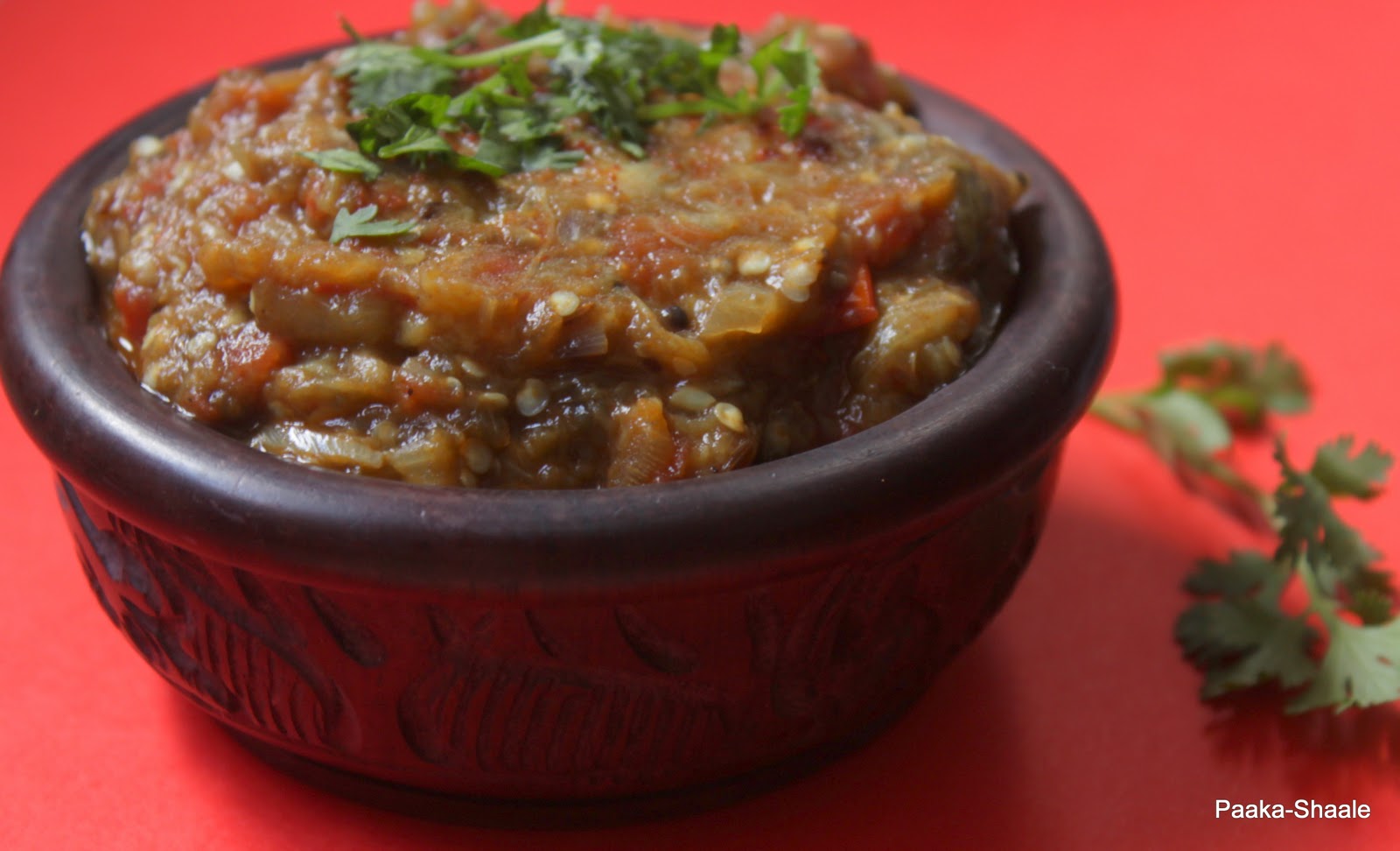 PaakaShaale Roasted eggplant and tomato dip