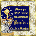 2000 Visitas - Um selo azul e ouro.