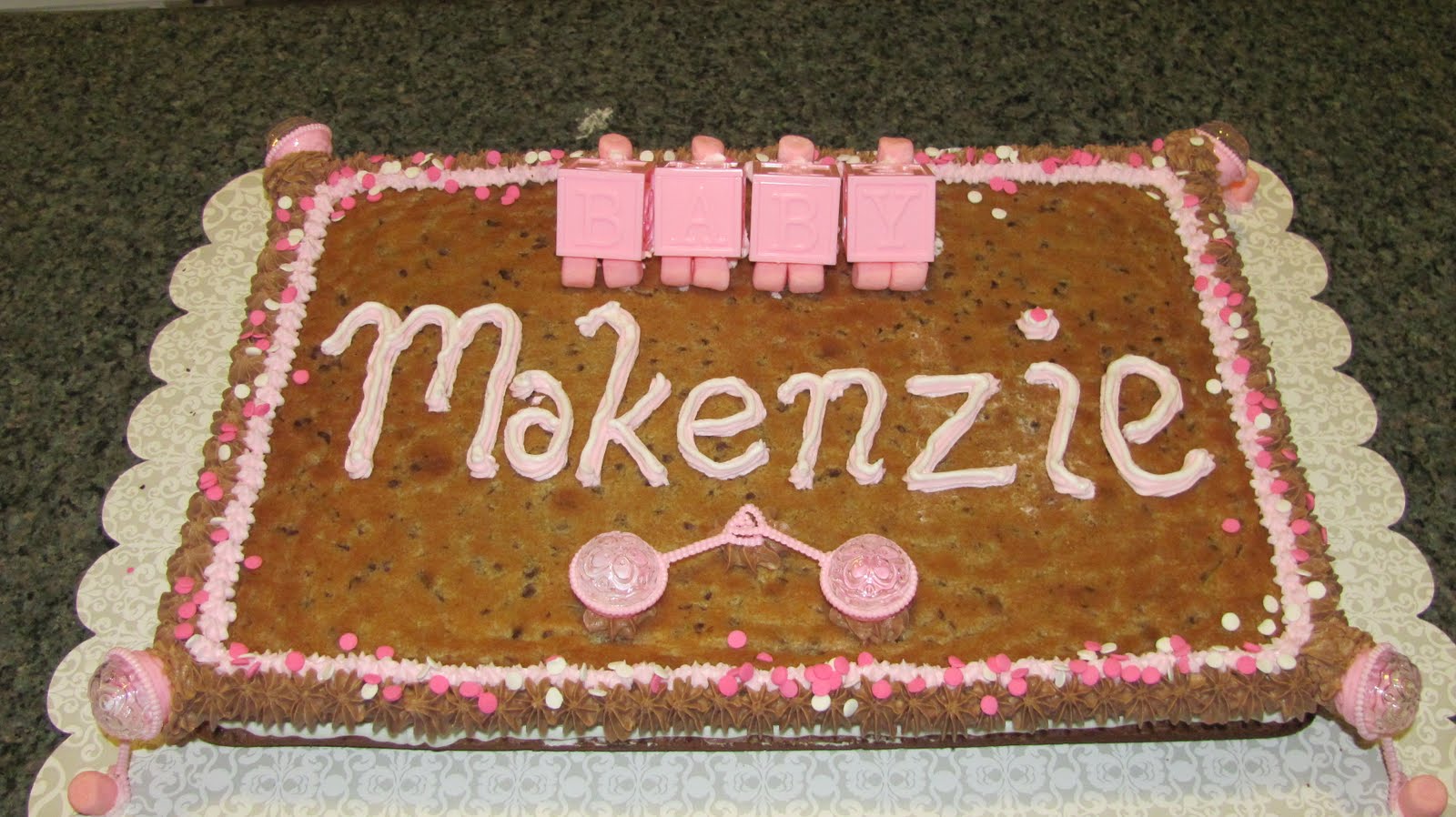 Mychal's Cakes Baby shower cookie cake!