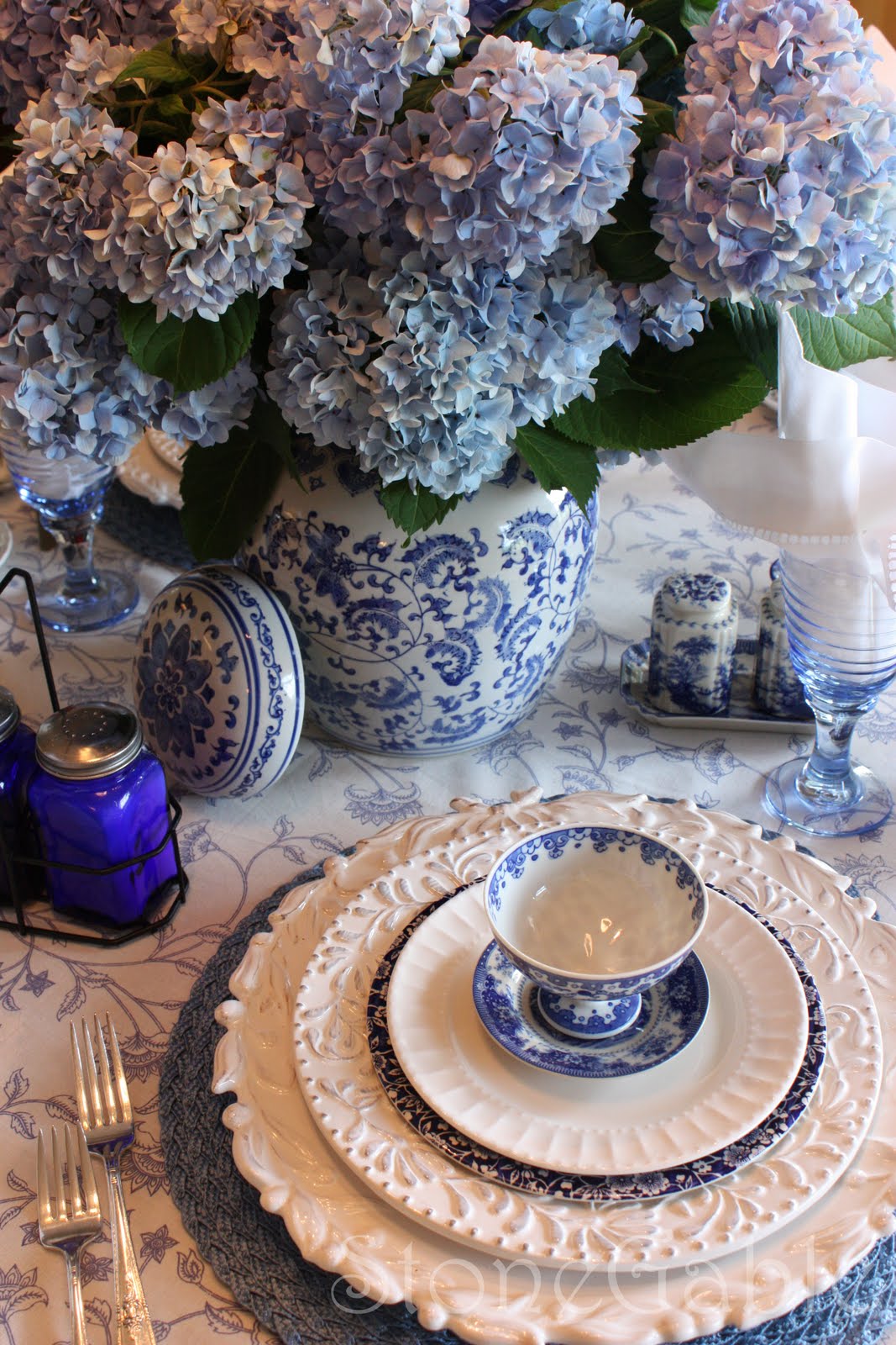 Blue And White Summer Tablescape StoneGable