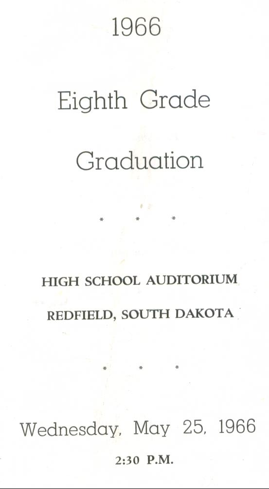 Redfield High School Class of 1970 40 Year Reunion 8th Grade