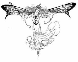 Fairy flying coloring picture with wings