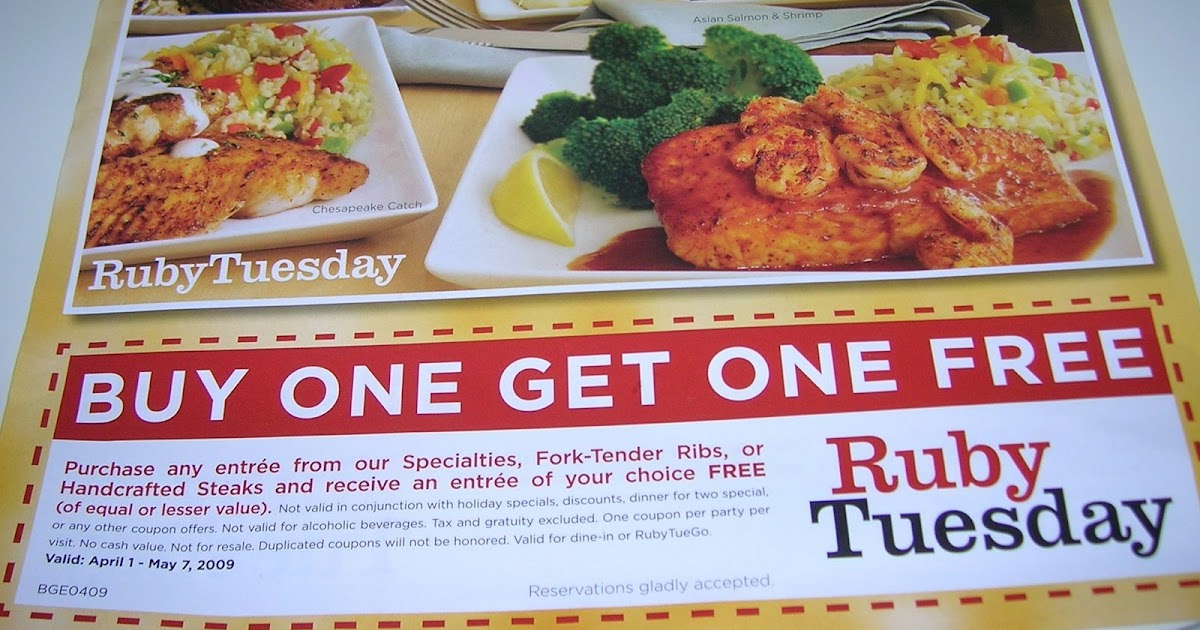Saving with Sara Ruby Tuesday BOGO Free Coupon in Today's Newspaper