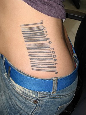 barcode tattoo. Barcode on the wrist