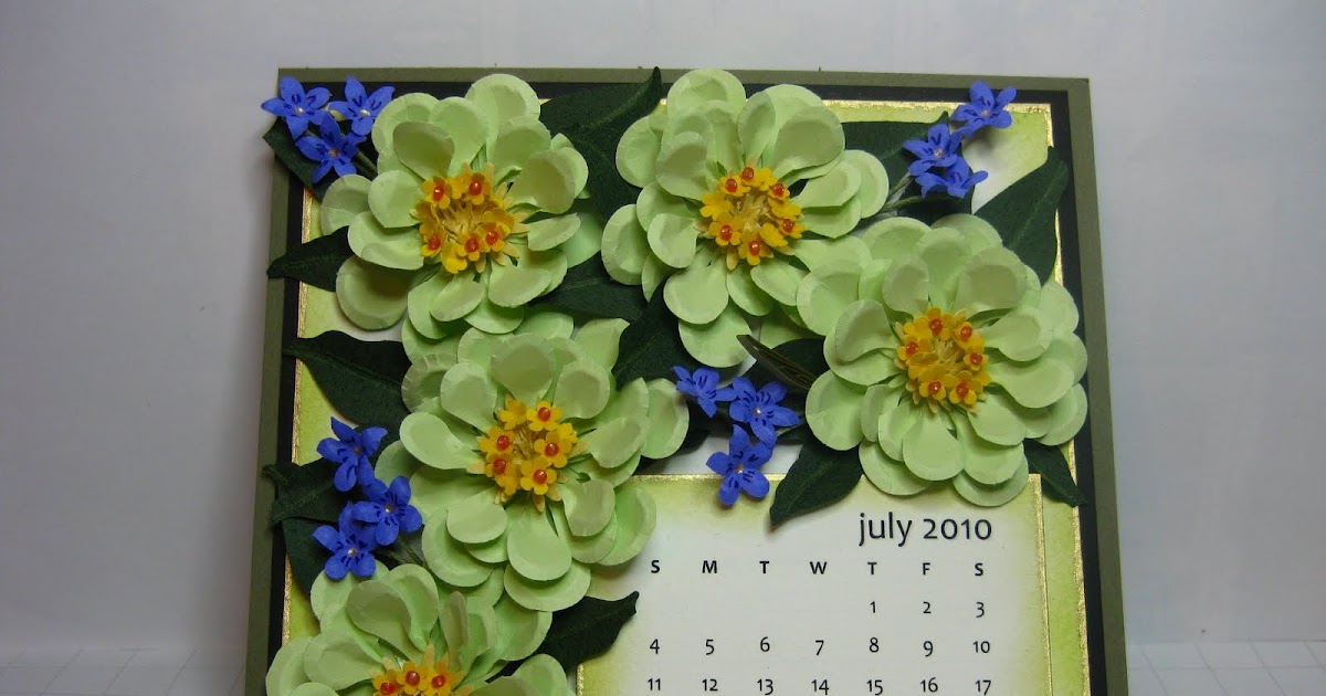Appel Quilling Garden Zinnia July Calendar Page