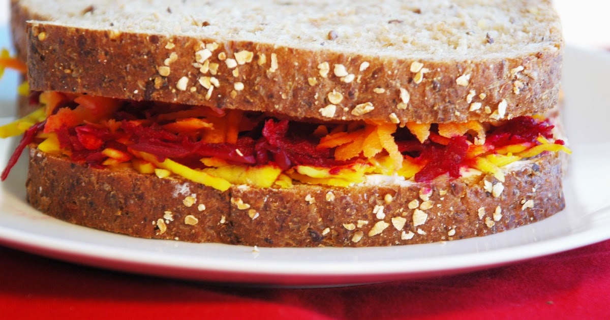 Raw Beets and Carrot Sandwich
