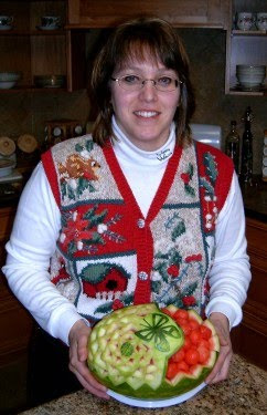 Carved watermelon decoration