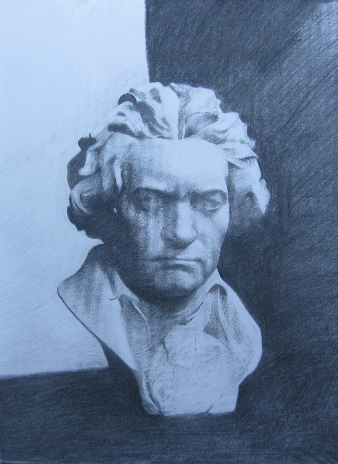 Sandra Galda's Oil Painting: In Process: Beethoven cast bust drawing