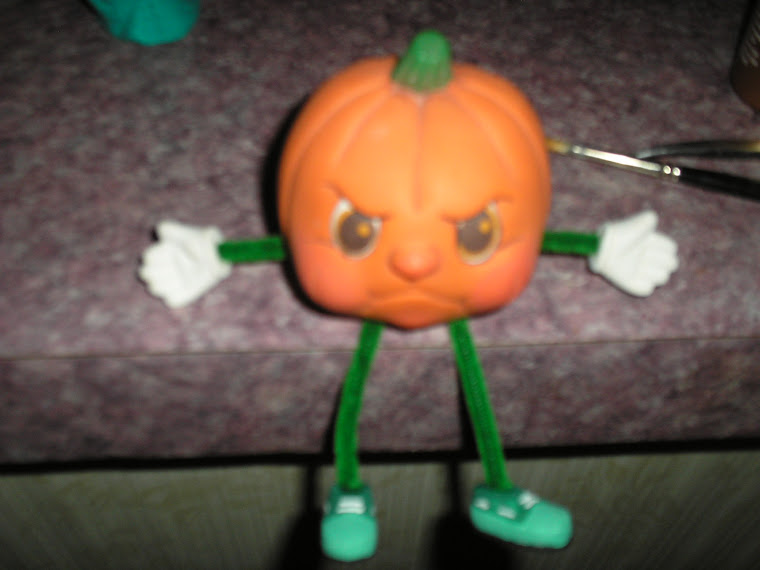 Angry Pumpkin w/Dark & LIght Green Handpainted Shoes