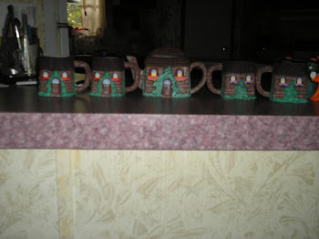 Little Houe Teapot and 4 "Little House" Teacups