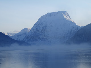 Frozen lake and mountains close up Frozen lake and mountains close up