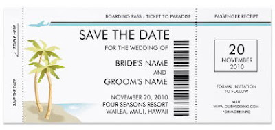 Boarding Pass Save the Date Invitations cards