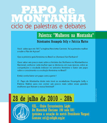Papo de Montanha, com a palestra “Mulheres Brasileiras na Montanha”