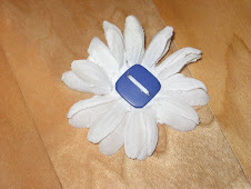 White Blossom with Navy Button