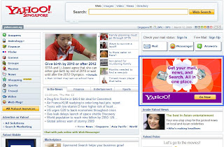 yahoo singapore display ad WAM position on homepage