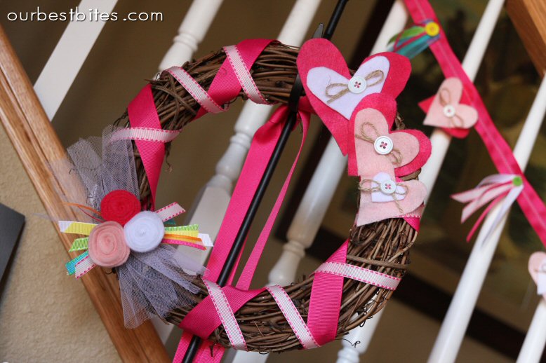 Valentine's day ribbon wreath Weekend Crafting: Valentine Heart & Ribbon Garland - Our Best Bites