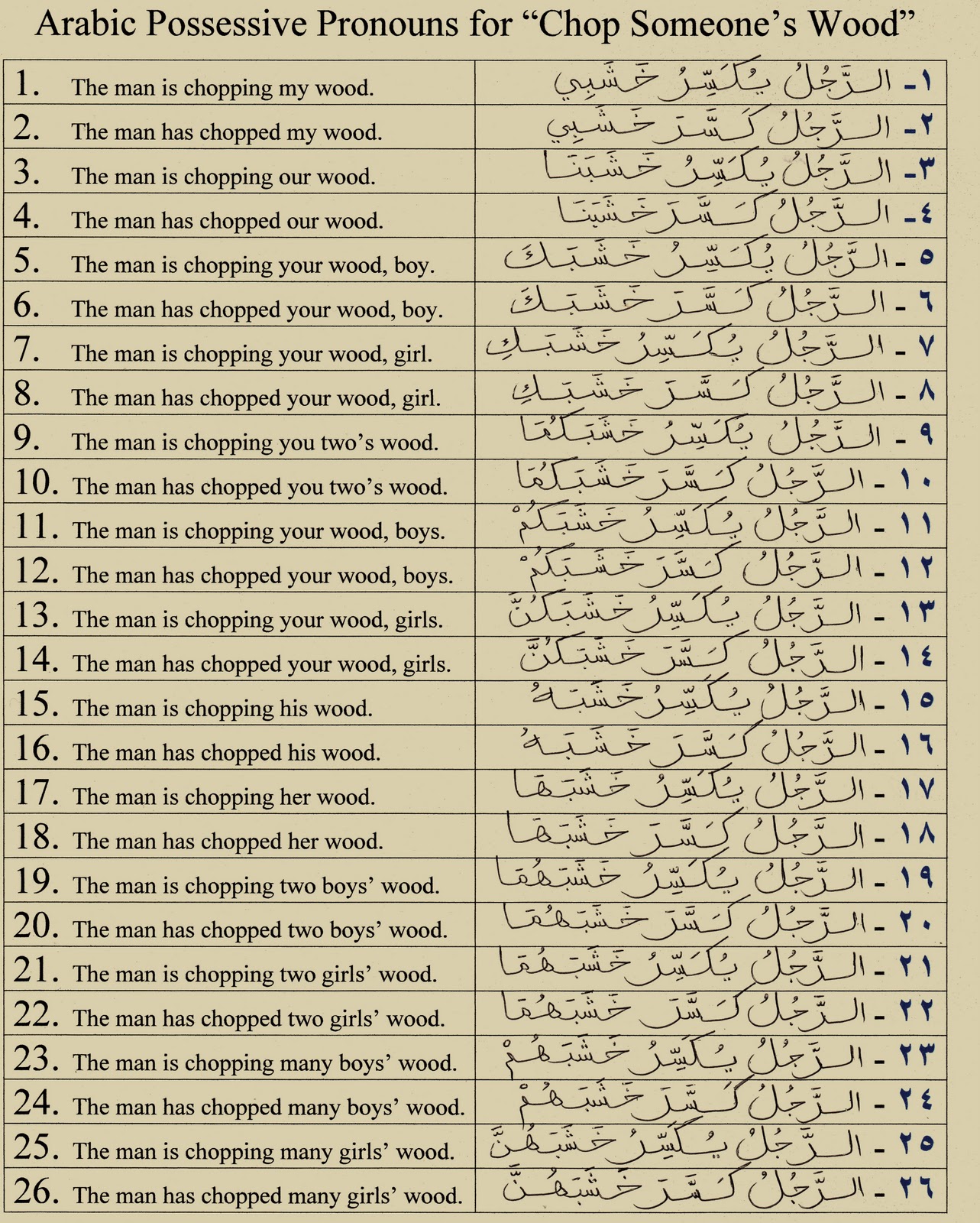 arabic possessive pronouns pdf