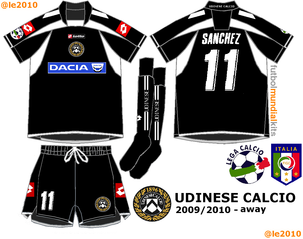 Fútbol Mundial Kits Uruguay Udinese Calcio 2009/2010 (home, away y