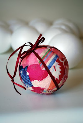 Foam Ball Fabric Scrap Ornaments