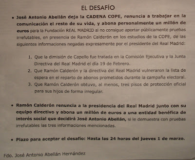 Segunda parte del anuncio de Abellán donde expone el verdadero desafío