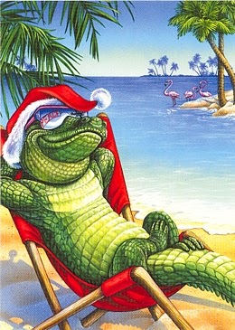 christmas florida gator cards merry card lounging gators beach tropical alligator box santa clip alligators cartoon weihnachten louisiana gifts am
