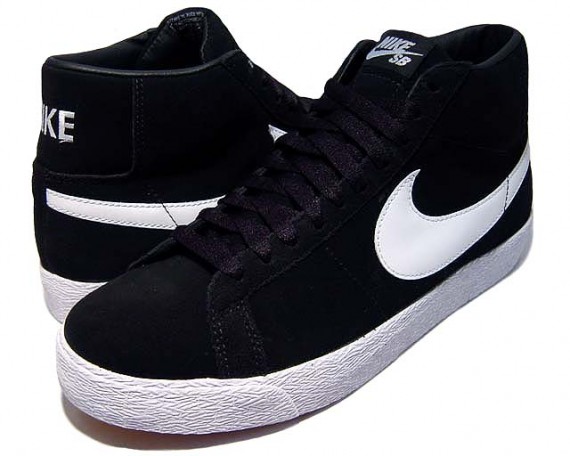 nike sb blazer high black white