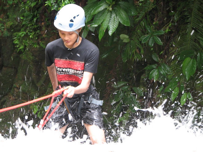 Abselling down a waterfall.. It was easy. Went up and down 3 times.