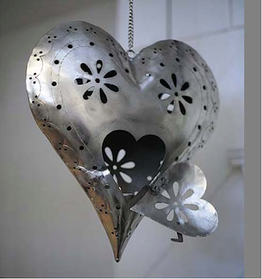 Hanging heart lantern by Heart and Parcel Hanging heart lantern by Heart and Parcel