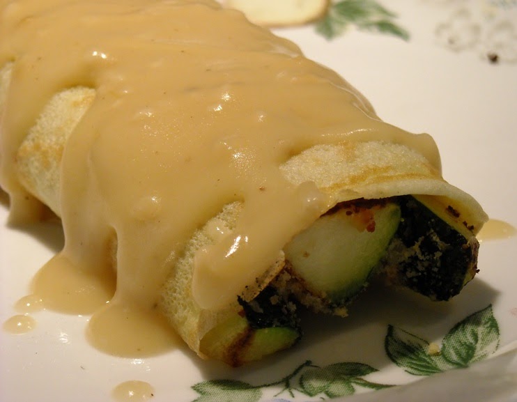 Diabetics Rejoice! Parmesan Zucchini Crepes with Creamy Garlic Sauce