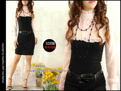 فساتين بنات كوريات ررروعة  Korean+style+long+sleeve+dress(LY-937)SML+Pink+$30
