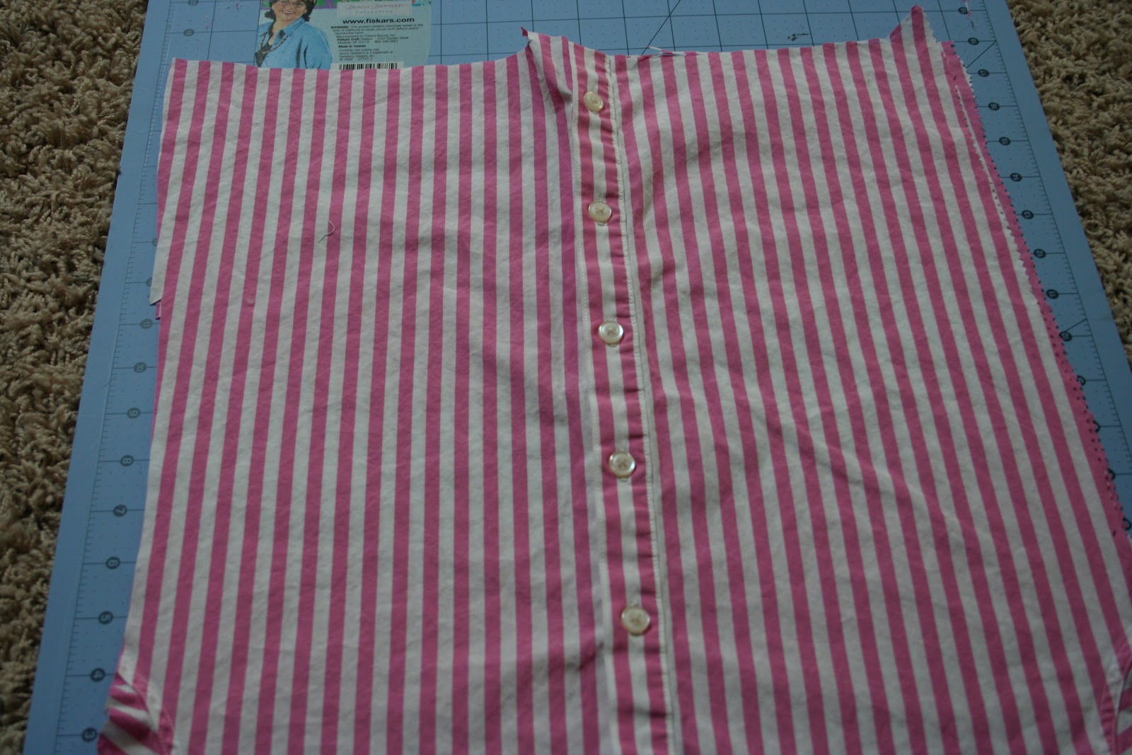 MD Designs Button Up Shirt into Pillow Cover