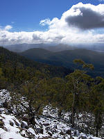 Northerly view to Mt Hull, Mt Faulkner, Mt Dromedary and Platform Peak from Pinnacle Rd, Mt Wellington - 18th August 2008