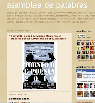 Gran repercusión en prensa del RCA 2010: Blog Asamblea de palabras, de Francisco Cenamor