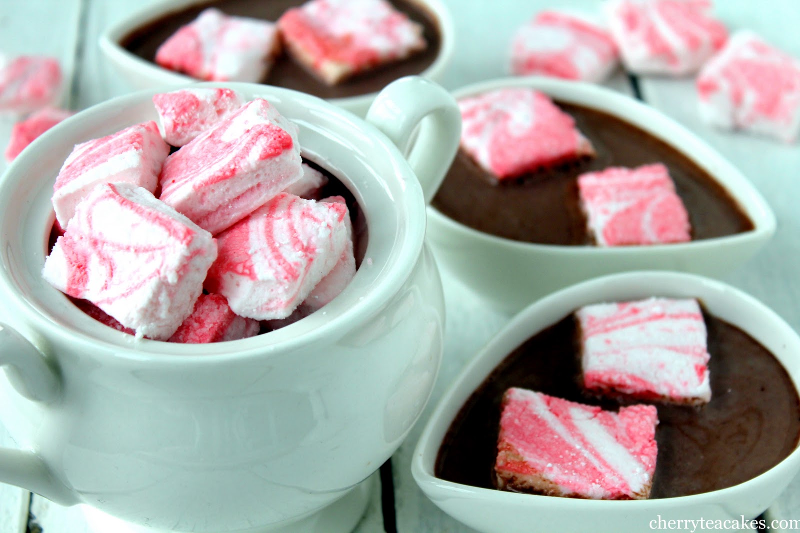 Cherry Tea Cakes Peppermint Marshmallows & Chocolate Spoons