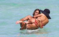 Shauna Sand Stuffed Into A Little Polka Dot Bikini At The Beach