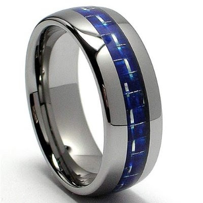 Designwedding Band on Tungsten Carbide Ring Wedding Band Blue Carbon Fiber Inlay