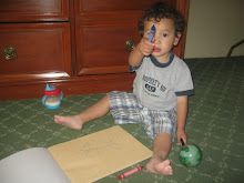Mateo showing me the crayon he just tried to eat!