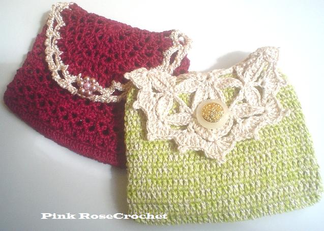 محافظ الموبايلات أو الهواتف النقال Bolsinha+Necessaire+de+Croche+..PRose+Crochet